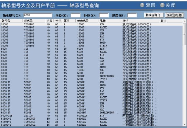 轴承型号查询